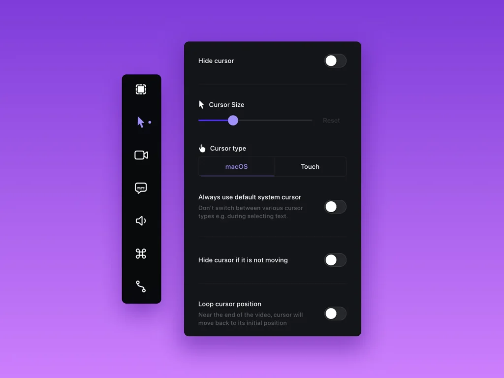 Screen Studio Cursor Settings