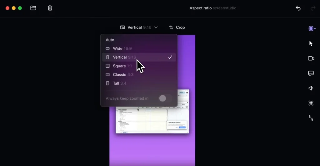 Screen Studio - One-Click Transformation to Vertical